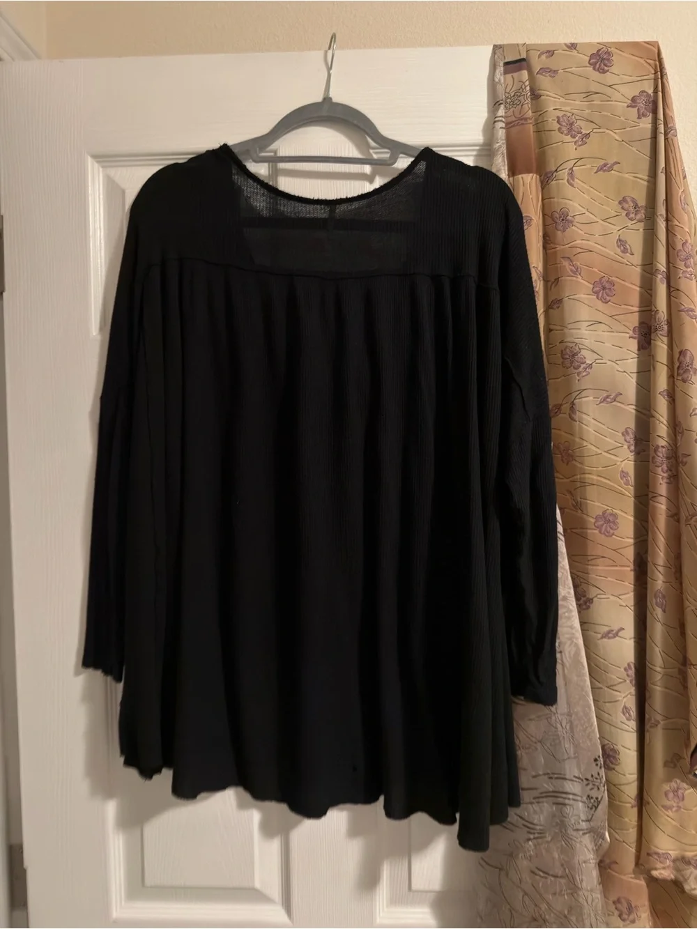 Free People Black Ribbed Long Sleeve Swing Tunic